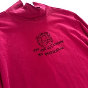 Weeds Upcycled Garfield You Are Not Immune To Propaganda Turtleneck Top Medium